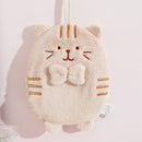 Cute patchwork & white cat hand towel – bathroom plush sponge by Decorbites