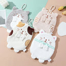 Cute patchwork & white cat hand towel – bathroom plush sponge by Decorbites