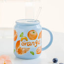 Cute pink strawberry fruit shape ceramic mug kitchen cup with lid by Decorbites