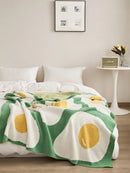 GobekUsa Cute Poached Egg Blanket Throw - Kawaii Fried Egg Pattern Cozy Knit Blanket for Living Room and Bedroom