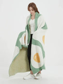 GobekUsa Cute Poached Egg Blanket Throw - Kawaii Fried Egg Pattern Cozy Knit Blanket for Living Room and Bedroom