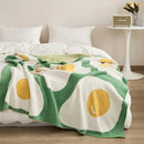 GobekUsa Cute Poached Egg Blanket Throw - Kawaii Fried Egg Pattern Cozy Knit Blanket for Living Room and Bedroom