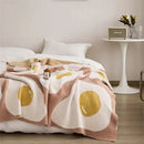 GobekUsa Cute Poached Egg Blanket Throw - Kawaii Fried Egg Pattern Cozy Knit Blanket for Living Room and Bedroom