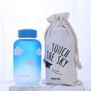 Cute polar bear and seal blue glass water bottle kitchen drinkware by Decorbites