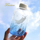 Cute polar bear and seal blue glass water bottle kitchen drinkware by Decorbites