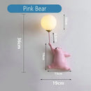 GobekUsa Bear Wall Lamp | Cute Nordic Cartoon Design for Girls Bedroom, Study, Dormitory