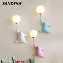 GobekUsa Bear Wall Lamp | Cute Nordic Cartoon Design for Girls Bedroom, Study, Dormitory