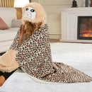 GobekUsa Cute Leopard Flannel Lap Blanket - Soft & Warm Autumn Shawl Blanket