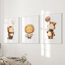 Woodland Jungle Set of 3 Prints. Lion, Giraffe, Tiger Art by Wall Art Set