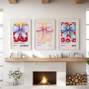 Girly Bow Wall Art Trio. Preppy Pastel Fashion Quotes Posters by Wall Art Set