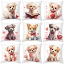 Cute white & cream dog print cushion cover bedroom heart decor by Decorbites