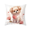 Cute white & cream dog print cushion cover bedroom heart decor by Decorbites