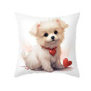 Cute white & cream dog print cushion cover bedroom heart decor by Decorbites
