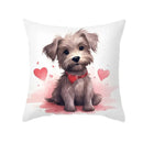 Cute white & cream dog print cushion cover bedroom heart decor by Decorbites