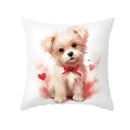 Cute white & cream dog print cushion cover bedroom heart decor by Decorbites