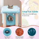 Cute Monster-Themed Cat Tower with Private Condo and Soft Long Plush-Blue by LJGDeals