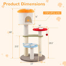 Cute Mushroom Cat Tree with Sisal Scratching Posts Top Condo and Padded Platforms-Multicolor by LJGDeals
