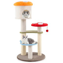 Cute Mushroom Cat Tree with Sisal Scratching Posts Top Condo and Padded Platforms-Multicolor by LJGDeals