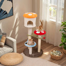 Cute Mushroom Cat Tree with Sisal Scratching Posts Top Condo and Padded Platforms-Multicolor by LJGDeals