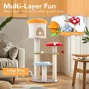 Cute Mushroom Cat Tree with Sisal Scratching Posts Top Condo and Padded Platforms-Multicolor by LJGDeals