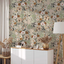 Vintage Floral Wallpaper with Earthy Tones