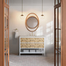 James Martin Olena 48" Single Bathroom Vanity, Polished White and Light Mappa Burl