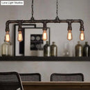 GobekUsa Cyberpunk Black Iron Plumbing Pipe Hanging Lamp - 5-Light Pendant for Dining Room Island