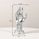 Cyberpunk silver & gold mechanical arm desktop stand gaming decor by Decorbites