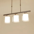 GobekUsa Cylinder Island Pendant Light Fixture - Modern Black/Silver, Clear Glass - Ideal for Kitchen