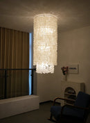 Cylindrical Capiz Shell Flush Mount Chandelier