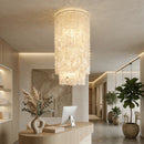 Cylindrical Capiz Shell Flush Mount Chandelier