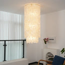 Cylindrical Capiz Shell Flush Mount Chandelier