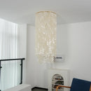 Cylindrical Capiz Shell Flush Mount Chandelier
