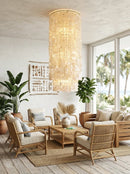 Cylindrical Capiz Shell Flush Mount Chandelier