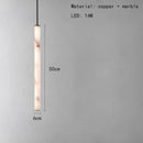 Cylindrical Marble Pendant Light in Black Brass