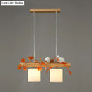 GobekUsa Cylindrical Milk Glass Island Lamp with Bird Deco for Country Style Restaurants