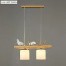 GobekUsa Cylindrical Milk Glass Island Lamp with Bird Deco for Country Style Restaurants