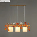 GobekUsa Cylindrical Milk Glass Island Lamp with Bird Deco for Country Style Restaurants