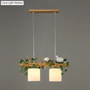 GobekUsa Cylindrical Milk Glass Island Lamp with Bird Deco for Country Style Restaurants