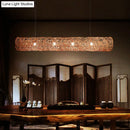 GobekUsa Cylindrical Rattan Island Pendant Light - Southeast Asian Style with 3 Bulbs for Tea Room Ceiling