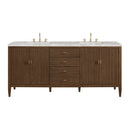 James Martin Myrrin 72" Double Bathroom Vanity, Mid-Century Walnut