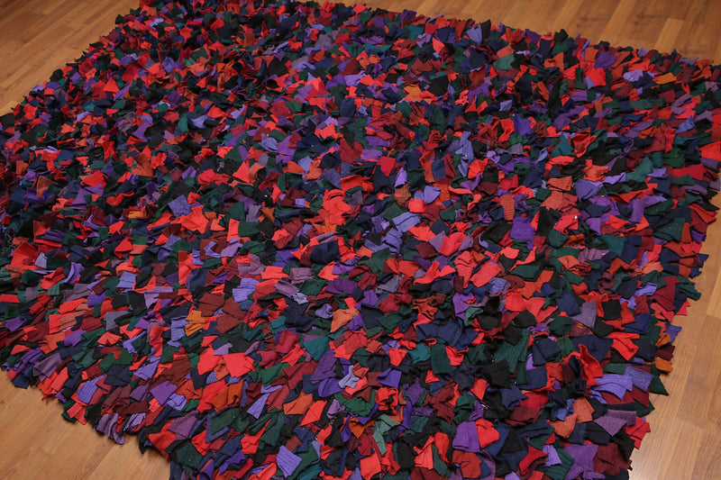 6x9 Black Burgundy Handmade 100% Wool Boho Modern Oriental Area Rug