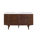James Martin Amberly 60" Dual Mount Single Bathroom Vanity, Mid-Century Walnut