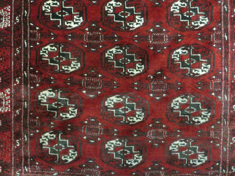 4' 5" X 5' 7" Semi Antique Handmade Afghan Yamud Turkoman Bokhara Wool Rug