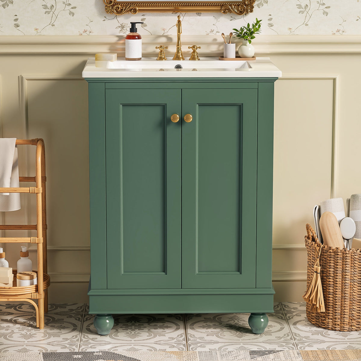 24 Inch Modern Bathroom Vanity Cabinet With Ceramic Sink, photo 3 of 10
