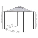 9.6' x 11.6' Patio Gazebo, Outdoor Canopy Shelter with 2-Tier Roof and Netting, Steel Frame for Garden, Lawn, Backyard, and Deck, Taupe