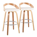 Grotto - Contemporary Fixed Height Barstool With Swivel With Round Footrest (Set of 2) by HouseOfZazla