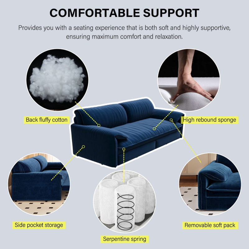 66' Queen Pull Out Sofa Bed, 3-in-1 Convertible Sleeper Sofa with Side Storage,Multi-Functional Velvet Loveseat Bed for Living Room,Bedroom,Apartment,Office