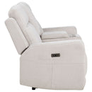 Kennett Chenille Upholstered Power Reclining Loveseat Ivory