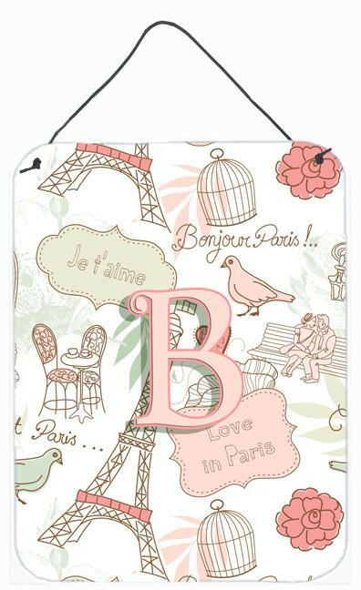 Letter B Love in Paris Pink Wall or Door Hanging Prints CJ2002-BDS1216